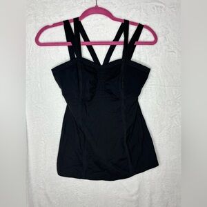 Lululemon Athletica Women's 6 Black Dance Yoga Criss Cross Strap Tank Top Size 8